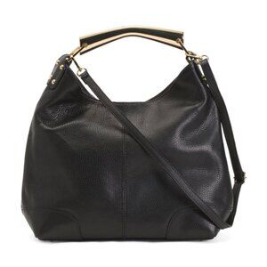 Made In Italy Leather Hobo With Metal Hardware Strap